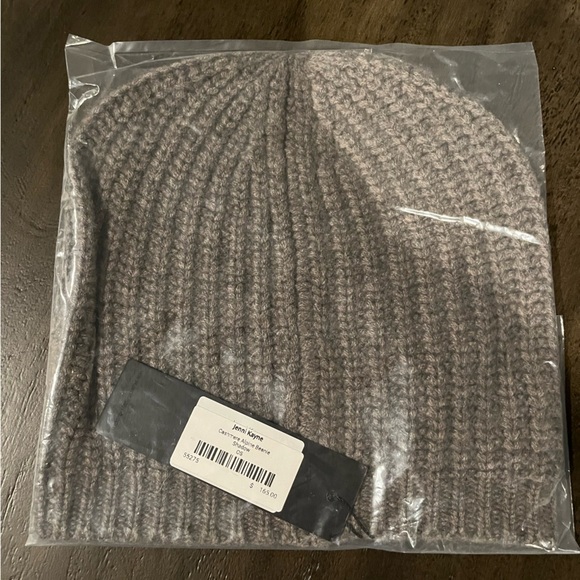 NWT JENNI KAYNE Cashmere Alpine Ribbed Beanie Shadow Gray Grey - Picture 4 of 5